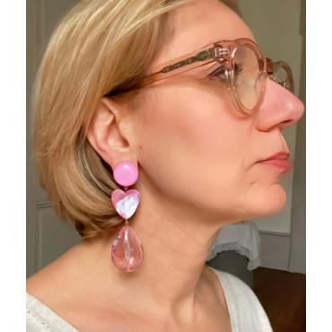 CUBA longue rose Coeur en nacre - FRANCINE BRAMLI Paris
