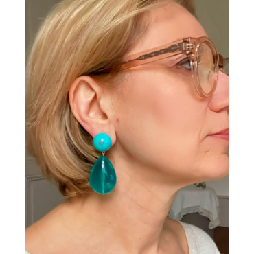 CUBA Bleu canard Cabochon turquoise - FRANCINE BRAMLI Paris