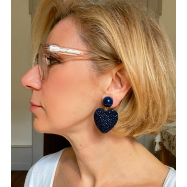 COEUR Galuchat Bleu Marine - Francine BRAMLI Paris