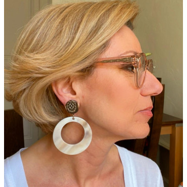 CLOE ivoire cabochon tigré - Francine BRAMLI Paris