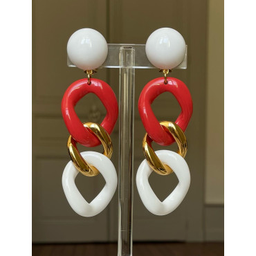 KEREN Maillons corail/doré/blanc - Francine BRAMLI Paris