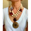 Collier PABLO 2 rangs Ivoire & bois naturel - FRANCINE BRAMLI Paris