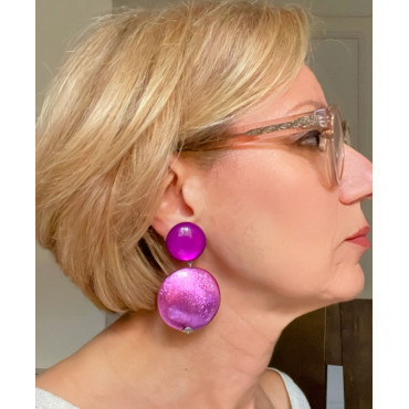 MAYLEEN MM feuille d'or fuchsia - Francine BRAMLI Paris