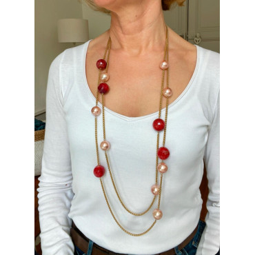 Collier YVES rouille, rose & doré - FRANCINE BRAMLI Paris