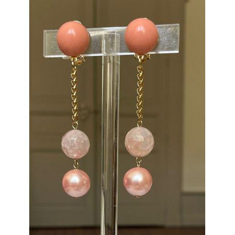 YVETTE perles roses - Francine BRAMLI Paris