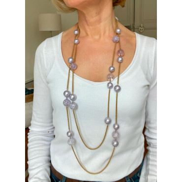 Collier YVES mauve & doré - FRANCINE BRAMLI Paris