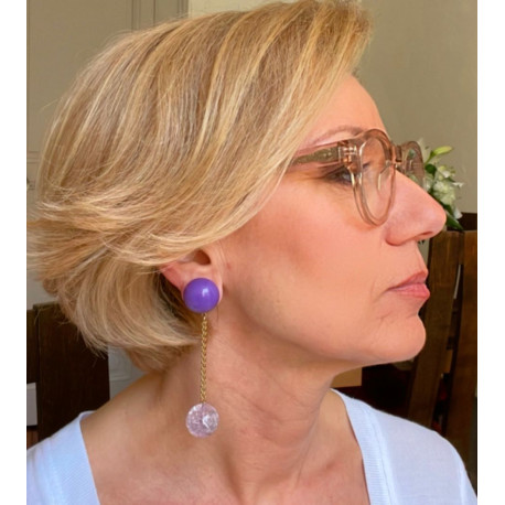 YVETTE perle Mauve en Quartz - Francine BRAMLI Paris