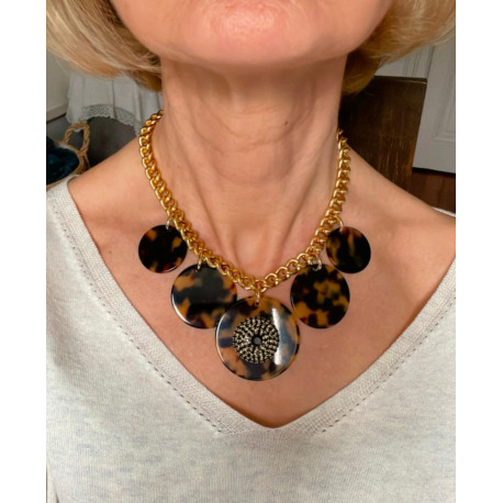 Collier LOÏC Cristal, Écaille & doré - FRANCINE BRAMLI Paris