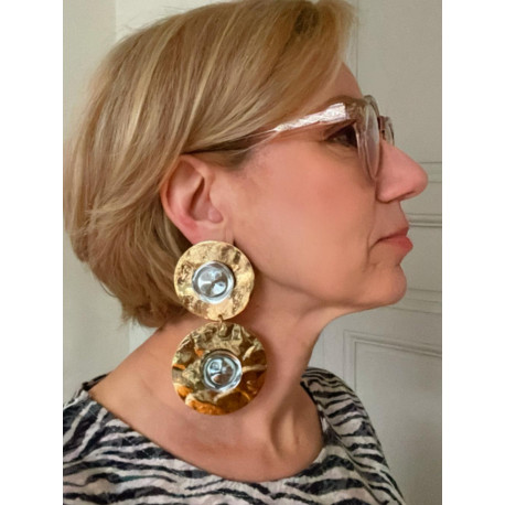 PAOLINA Dorée cabochons miroirs  - Francine BRAMLI Paris
