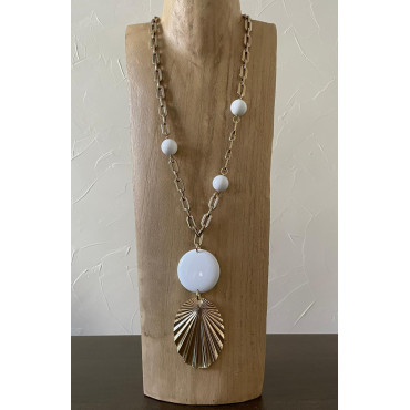 Sautoir FEUILLE doré - FRANCINE BRAMLI Paris collier