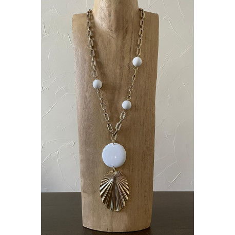 Sautoir FEUILLE doré - FRANCINE BRAMLI Paris collier