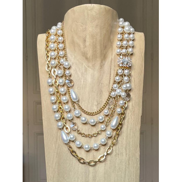 Collier MARIANNE perles nacrées & cristal - FRANCINE BRAMLI Paris