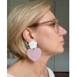 LOVE coeur rose Cabochon fleur en nacre - Francine BRAMLI Paris