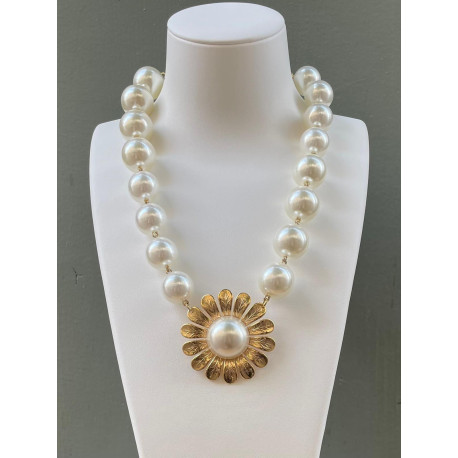 Collier MARGUERITE nacré doré - FRANCINE BRAMLI Paris