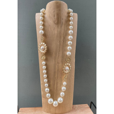 Sautoir MARGUERITE nacré doré - FRANCINE BRAMLI Paris collier