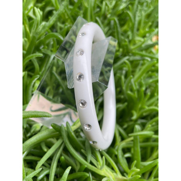 BRACELET jonc blanc brillant & cristaux - Francine BRAMLI Paris