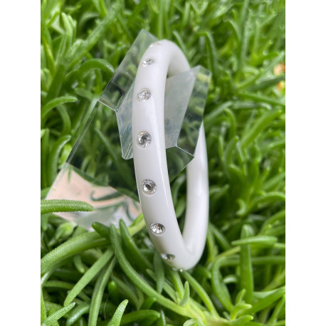 BRACELET jonc blanc brillant & cristaux - Francine BRAMLI Paris
