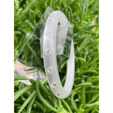 BRACELET jonc blanc irisé & cristaux - Francine BRAMLI Paris