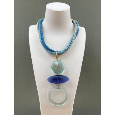 Collier cordon JULES Camaïeu de bleus - FRANCINE BRAMLI Paris