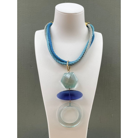 Collier cordon JULES Camaïeu de bleus - FRANCINE BRAMLI Paris