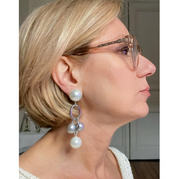 PRISCA Perles de Majorque, gris et nacré - Francine BRAMLI Paris
