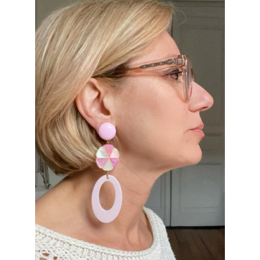 PETULA Nacre rose & blanc - Francine BRAMLI Paris