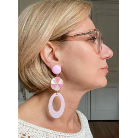 PETULA Nacre rose & blanc - Francine BRAMLI Paris