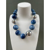 Collier OCTAVE perles Bleu/Argent - FRANCINE BRAMLI Paris