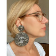 EULALIE métal frappé argenté Cabochons miroir - Francine BRAMLI Paris