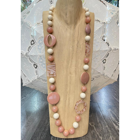 Sautoir ALBAN beige rosé, ivoire - FRANCINE BRAMLI Paris collier