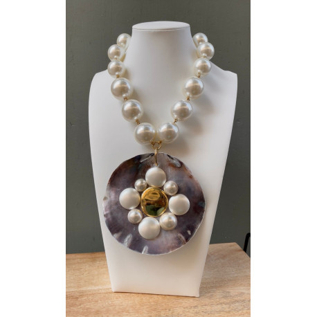 Collier COQUILLAGE & perles nacrées - Francine BRAMLI Paris