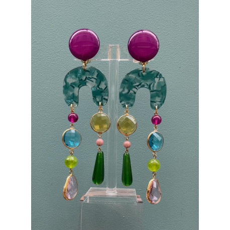 ROSALIE violet bleu rose vert jaune - Francine BRAMLI Paris