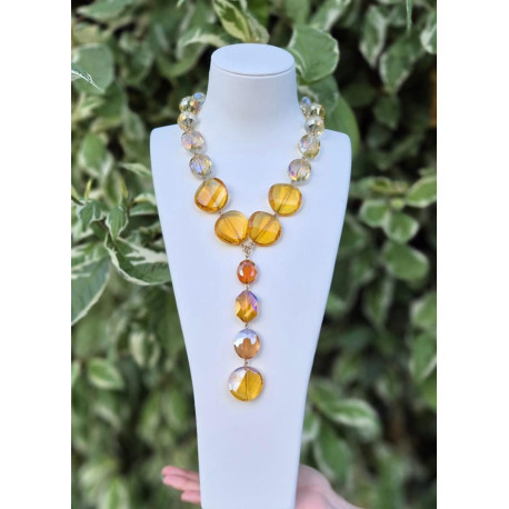 Collier DINO cristal Jaune ambré - FRANCINE BRAMLI Paris