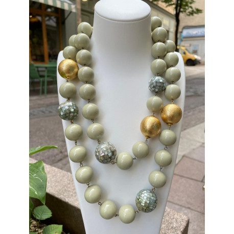 Collier DARIUS perles dorées, amande & nacre - FRANCINE BRAMLI Paris