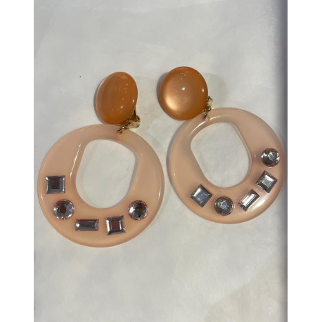 QUEEN Orange/nude & cristal - Francine BRAMLI Paris