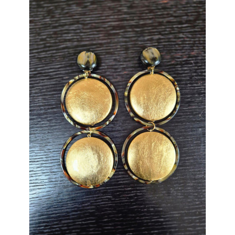 MAYLEEN double, écaille onyx & feuille d'or - Francine BRAMLI Paris