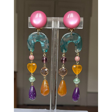 ROSALIE Multicolore 2 cristal & pierres fines - Francine BRAMLI Paris