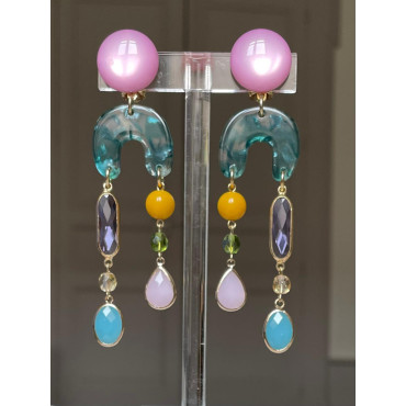 ROSALIE Multicolore Cristal & Pierres fines - Francine BRAMLI Paris