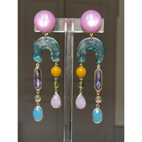 ROSALIE Multicolore Cristal & Pierres fines - Francine BRAMLI Paris