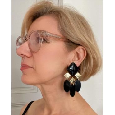 FLORETTE 2 noir et doré  - Francine BRAMLI Paris