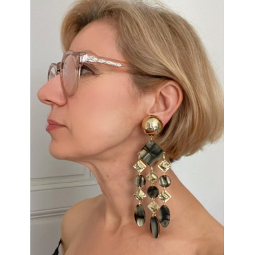 FLORETTE écaille onyx & doré  - Francine BRAMLI Paris