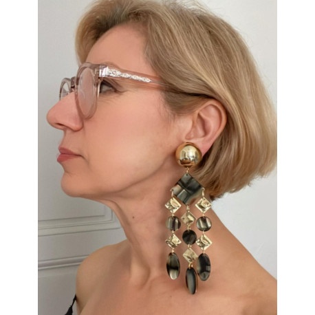 FLORETTE écaille onyx & doré  - Francine BRAMLI Paris