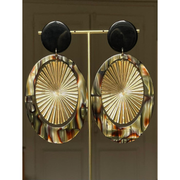 SOLEIL azalée écaille onyx & doré - Francine BRAMLI Paris