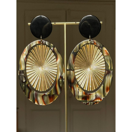 SOLEIL azalée écaille onyx & doré - Francine BRAMLI Paris