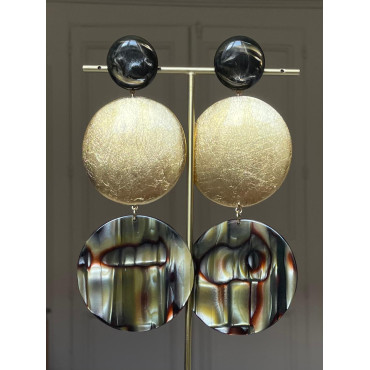 SELMA Feuille d'or & écaille onyx - Francine BRAMLI Paris