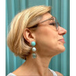 Clips BETY turquoise perle de Majorque - Francine BRAMLI Paris Bijoux