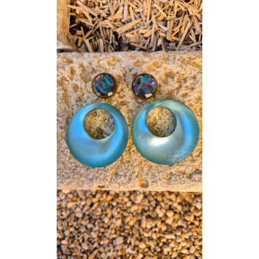 Clips EVIAN turquoise givré - Francine BRAMLI Paris Bijoux