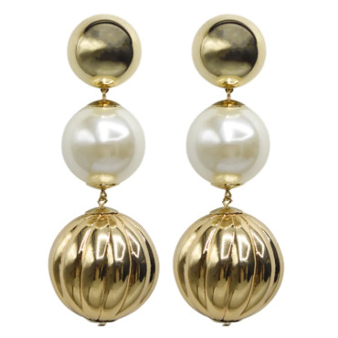 SOUVERAINE L perles nacrées & dorés - Francine BRAMLI Paris
