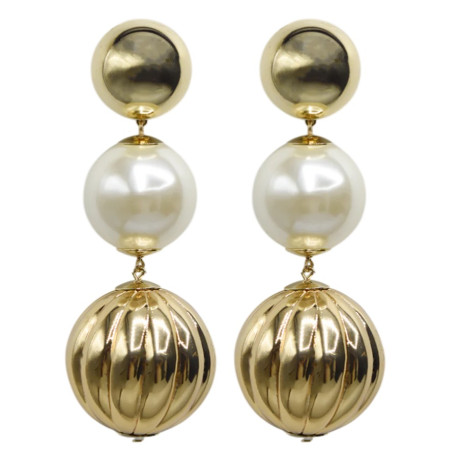 SOUVERAINE L perles nacrées & dorés - Francine BRAMLI Paris