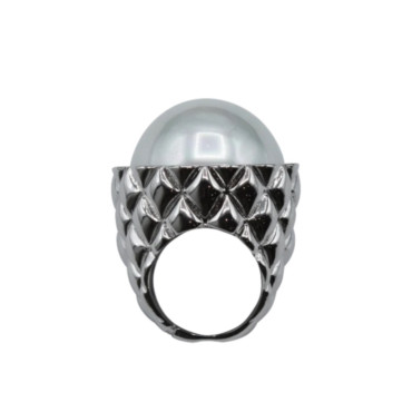 Bague DIANE Perle nacrée & argentée - Francine BRAMLI Paris